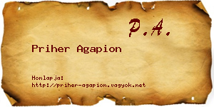 Priher Agapion névjegykártya